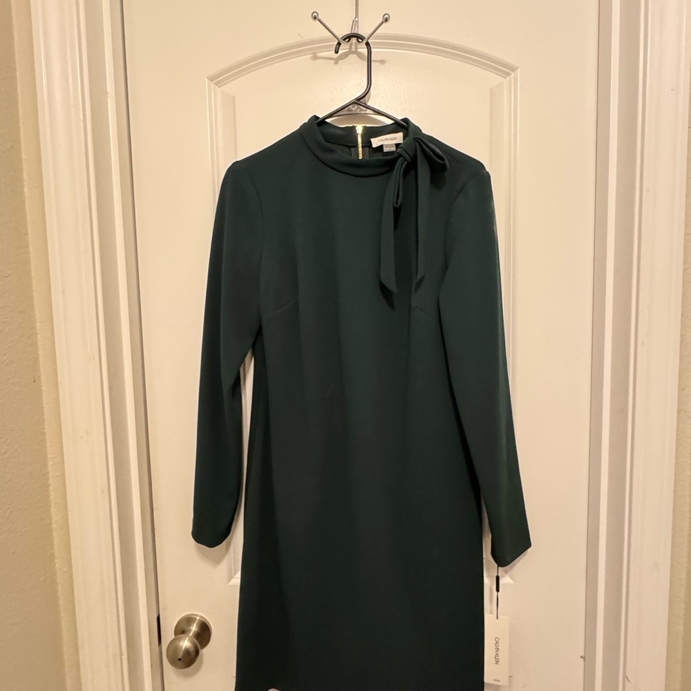 Calvin Klein Collection Dark Green Long Sleeve Dress